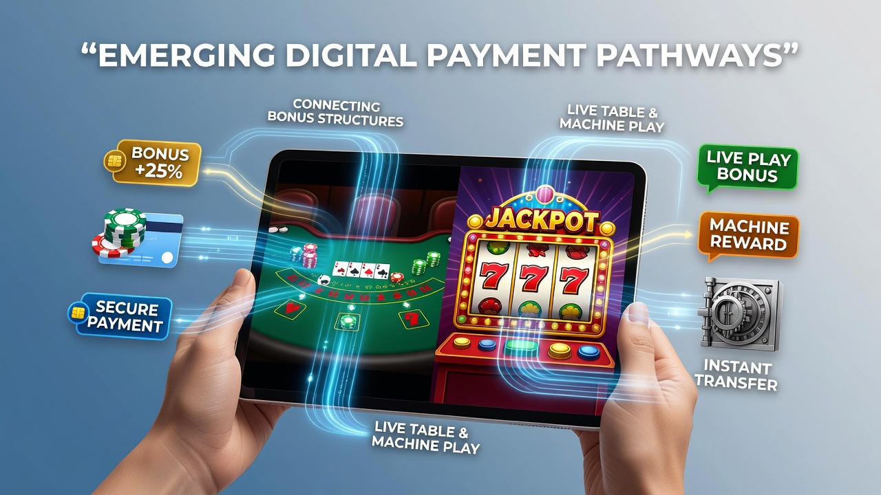 Digital payment pathways enabling seamless bonus integration with mobile live table games and slot machines