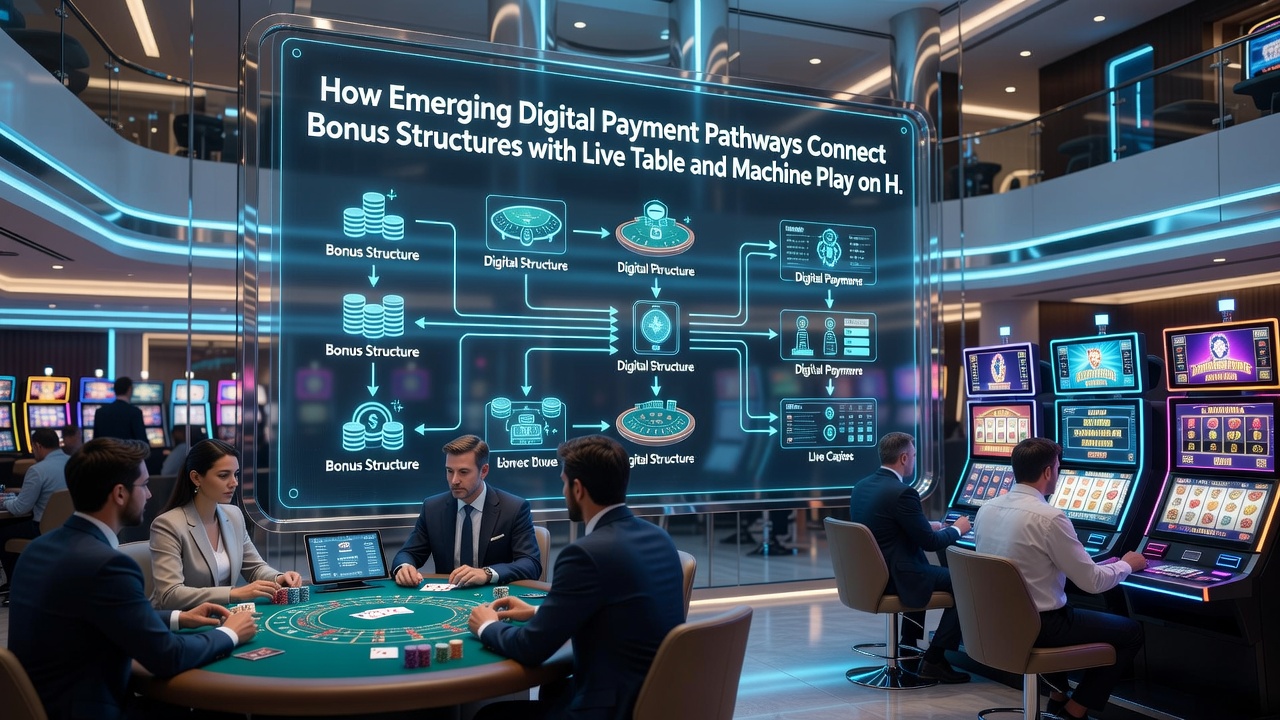 Mobile device screen showing integrated live table play and slot machines funded through digital payment bonuses