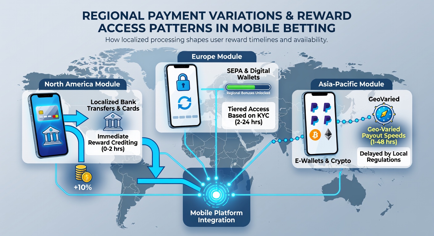 Global map overlay on mobile device highlighting payment method icons and reward distribution timelines