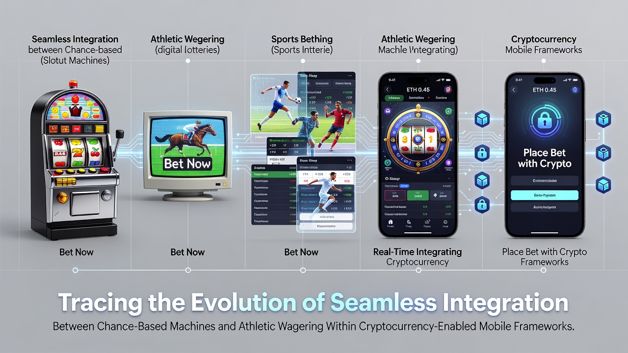 Historical progression from standalone slot machines to integrated crypto sports betting apps on mobile devices